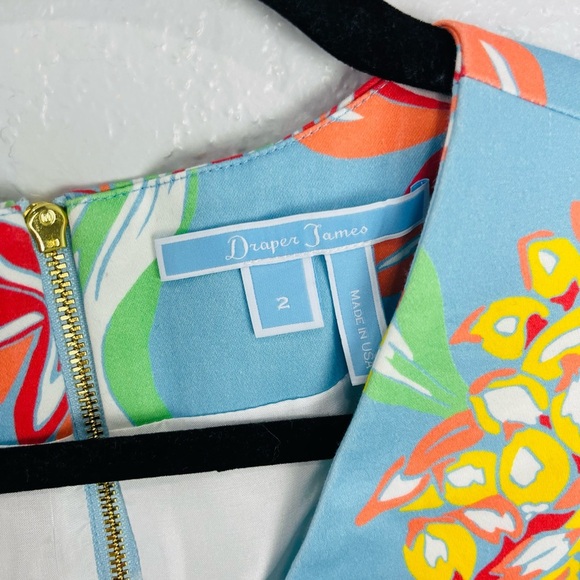 Draper James Sky Blue Georgia Ribbon Floral V Neck Dress Floral 2 - Picture 4 of 11